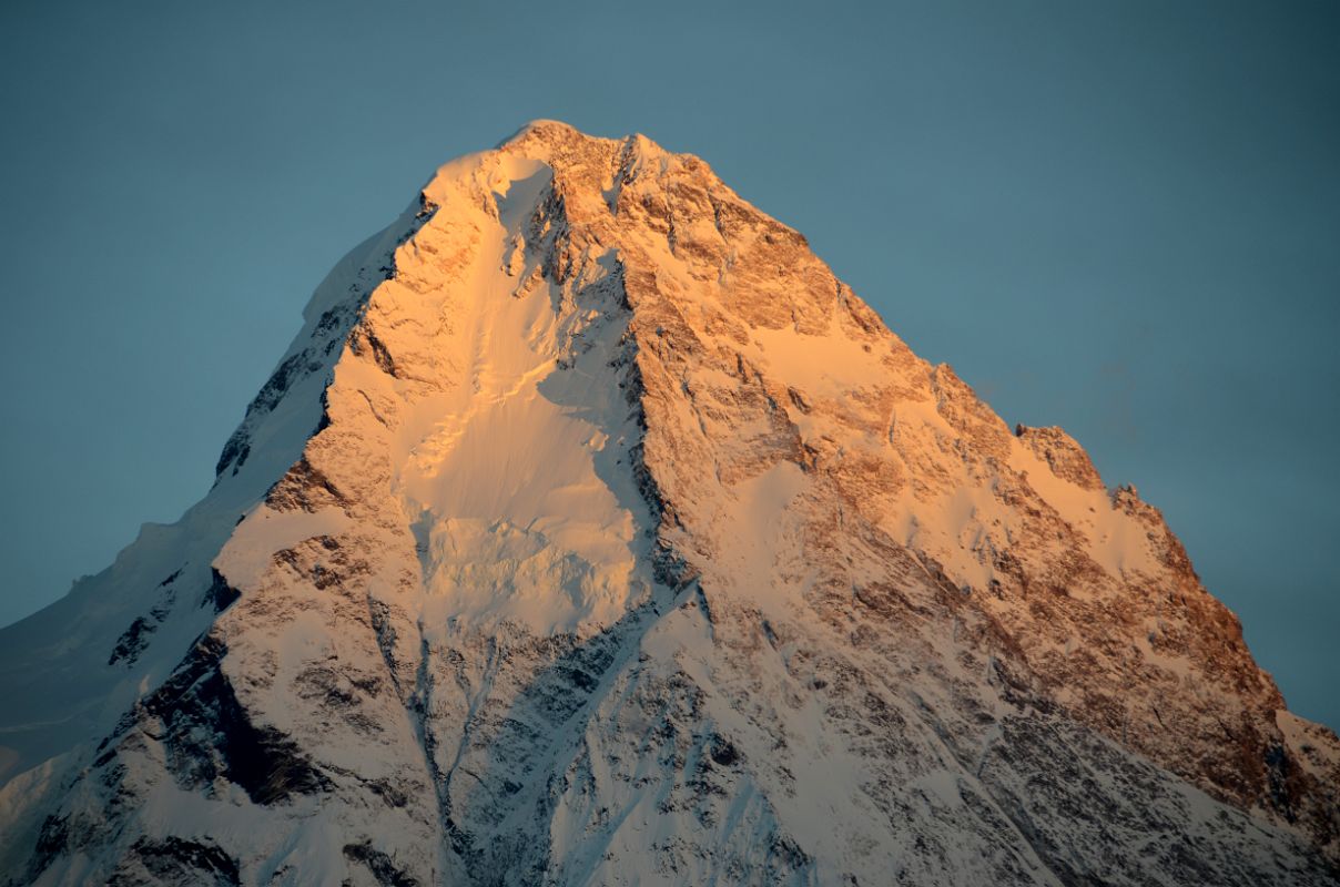 18 Final Rays Of Sunset Creep Up K2 North Face Close Up From K2 North Face Intermediate Base Camp